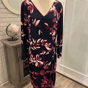 Lauren Ralph Lauren Floral Faux Wrap Dress Career Church Office Wedding Guest